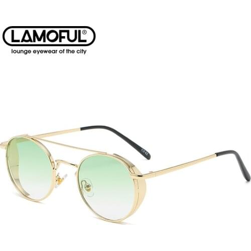 LAMOFUR Brand New Korean Version Online Celebrity UV Protection Sunglasses 2021 Street Sunglasses Round Glasses for Women 72043