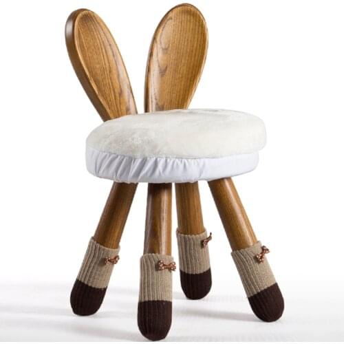 Cartoon Rabbit Reindeer Chair Childrens Solid Wood Stool Kindergarten Baby Chair Oak Animal Childrens Chair Deer White