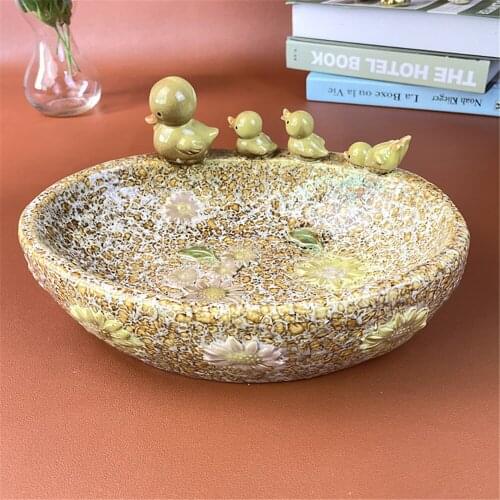 Duck Family Decor Ceramic Dried Fruit Plate Living Room Desktop Decoration Crafts Storage Tray Home Decor Accessories