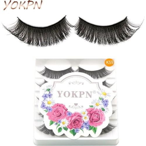 YOKPN Makeup Thick False Eyelashes Eyelash Cross Naturally Slim False Eyelashes Sexy Thick Stage Makeup Smoked Fake Eyelashes