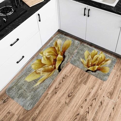 Carpet Doormat Funny Kitchen Entrance Door Mat Anti-slip Floor Rug Bathroom Area Hallway 50x80cm Floral Printing Design