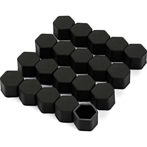 New 17/19/21mm Silicone Car Wheel Hub Screw Nut Decoration Cap Cover black Car Styling Protective Bolt 20pcs