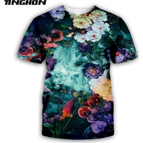 XS-7XL Summer New style Male Female t shirt painting rose flower Printed novelty T shirts streetwear Casual Stylish Tops 04