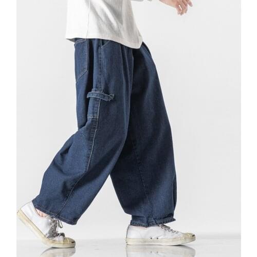Plus Size Baggy Pants Loose Hip Hop Straight Jeans 2021 Japanese Streetwear Men Clothing Fashion Korean Denim Male Trousers