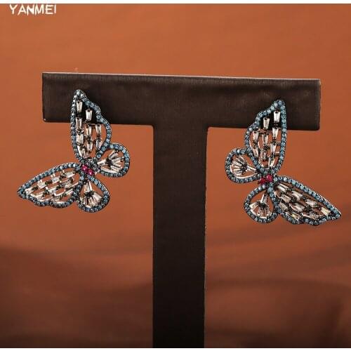 Blue High-end Butterfly Earrings for Women Hollow Luxury Black Butterfly Earrings Exquisite Ladies Gifts High-end Design Jewelry