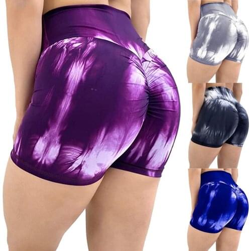 Women High Waist Yoga Shorts Leggings Gym Jogging Scrunch Butt Tie Dyed Short Sports Fitness Skinny Sports Compression Shorts