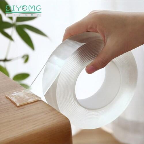 1/2/3/5M Nano Tracsless Acrylic Tape Transparent 2mm Thickened Double Sided Tape No Trace Reusable Waterproof Self-Adhesive Tape