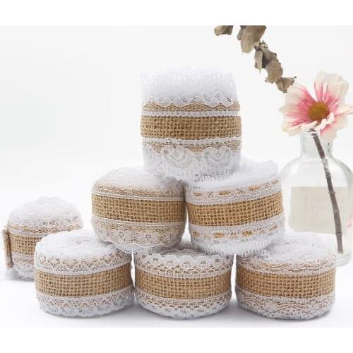 2 Meters/Roll Natural Hessian Lace Ribbon Jute Burlap Vintage lace Trim Edge For DIY Home Wedding Party Decoration Accessories
