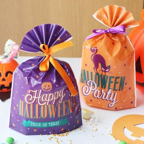 20pcs Halloween Gift Bags Cookie Candy Bags Plastic Bag Snack Biscuit Baking Packaging Festival Party Halloween Decoration