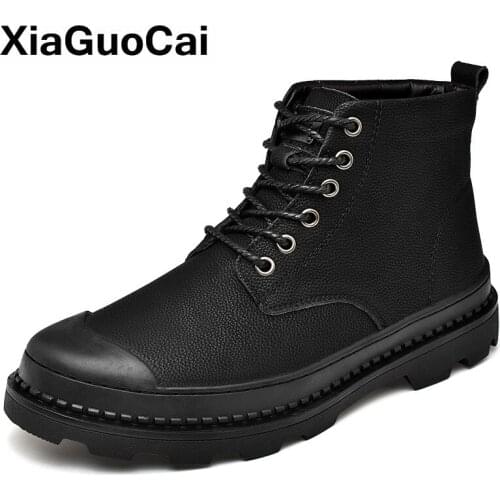 2020 Autumn Winter Men Military Army Boots Big Size Warm Plush Male Shoes High Top Outdoor Lace Up Black Ankle Boots New Arrival