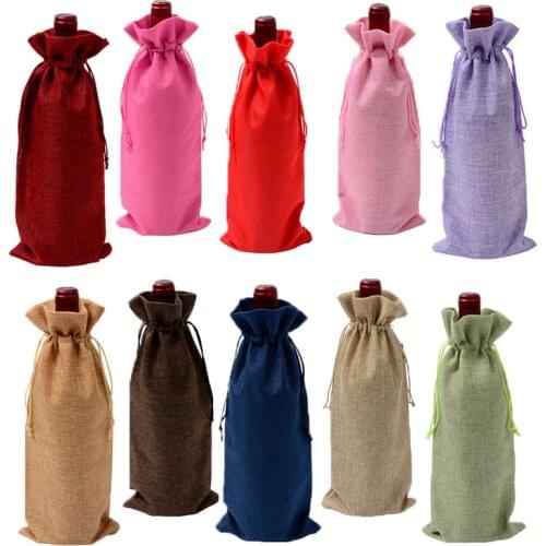 50pcs Wine Bottle Gift Bags Multicolor Champagne Bottle Cover Drawstring Carrier Wine Packaging Bag