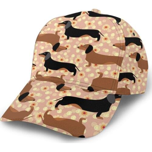 CINESSD 2020 New Baseball Cap Fishing Caps Men Outdoor Hunting Hat Hiking Hat Seamless Dachshunds On Floral