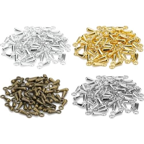 200pcs/ lot 2X7mm Gold/Silver Copper Water Drop End Beads For DIY Extender Chain Pendant Jewelry Making Findings Accessories