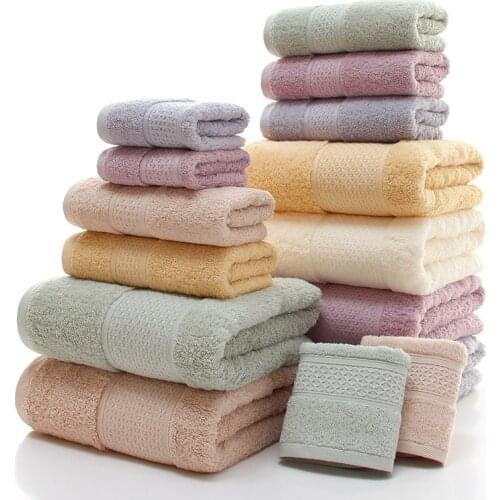 Long Staple Cotton Pure Bath Towel A high Quality Gift Customized Color face Towel set Factory Direct Sales 1 bath towel+ 2 towl