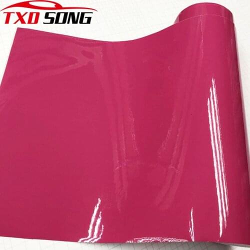 10/20/30/40/50*152CM Rose red Glossy Vinyl Film Gloss Rosered Car Wrap Foil Sticker With Air Bubble Free Motorcycle Car Wrapping