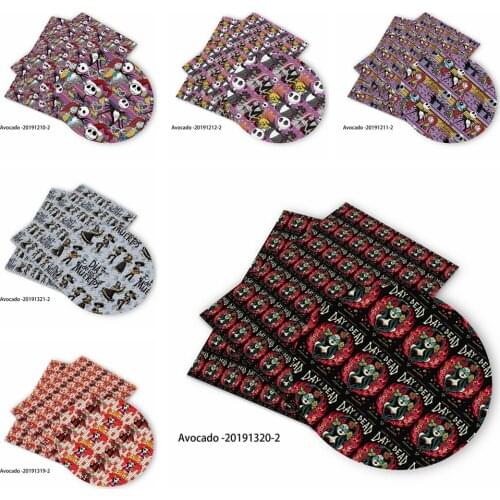 Huangtao Diy 95X70cm Halloween Mexico Skull Printe Pattern Liverpool Bullet Fabric No MOQ Polyester Fabric