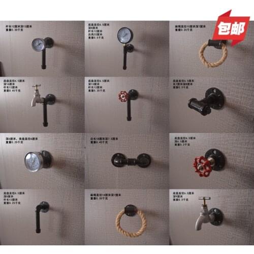 Industrial Retro Rustic Rural Vintage Matte Black Barn Door Pull Knob Towel Scarf Coat Hat Hook Pressure Gauge Hand Wheel