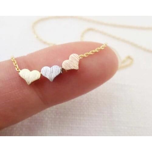 Dainty Tiny 3 Hearts Necklaces Gold And Rose Gold Hearts Chain Necklace Simple Birthday Wedding Bridesmaid Gifts
