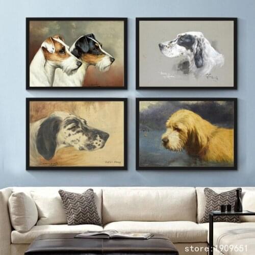 No frame modern animal dog landscape canvas printings oil painting printed on cotton living room wall art decoration picture