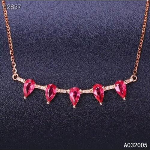 KJJEAXCMY Fine Jewelry 925 Sterling Silver inlaid Natural gemstone ruby Female Pendant Necklace vintage Support test