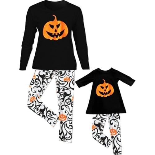 Family Matching Outfits Christmas Halloween Pajamas Set Women Kids Baby Girl Clothes Set Pumpkin Pattern Clothing Set Sleepwear