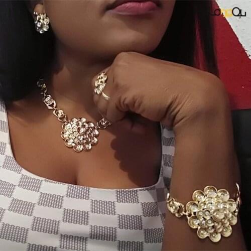 Longqu Exquisite Dubai Gold Designer Jewelry Set Wholesale Nigerian Wedding woman jewelry set African Woman costume Jewelry Set