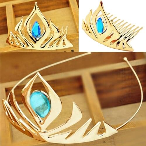 Elsa Coronation Gold Tiara Crown Hair Comb Party Favors