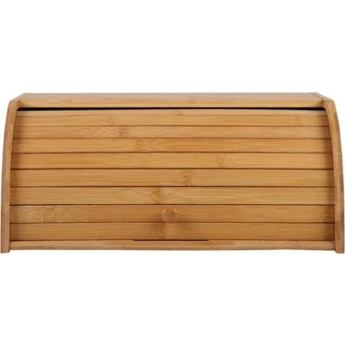 Natural Bamboo Bread Pastry Holder Food Storage Bin Kitchen Rolltop Loaf Storage Box Home Supplies