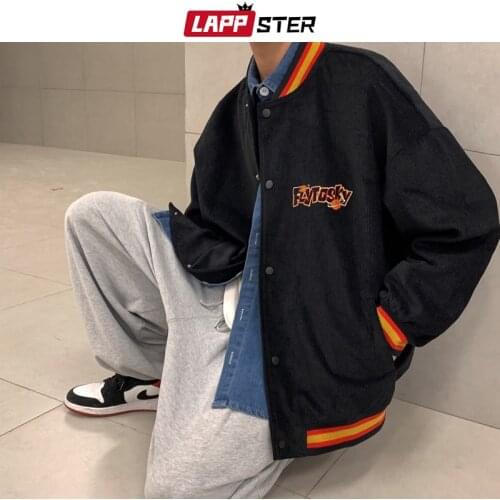 LAPPSTER Men Streetwear Embroidery Jackets Coat 2020 Autumn Mens Patchwork Harajuku Cargo Windbreaker Male Korean Bomber Jacket