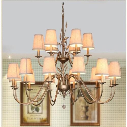 K9 Crystal Fabrics Chandeliers Vintage American Minimalist Personality Suspension Lighting Living Room Art Deco Hanging Lamp