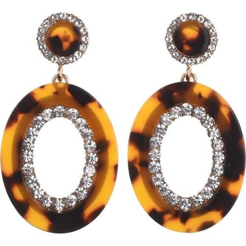 Statement Acrylic Earrings For Women Loop Rhinestone Resin Earrings Female Jewelry Gift Party Classic For Lovers