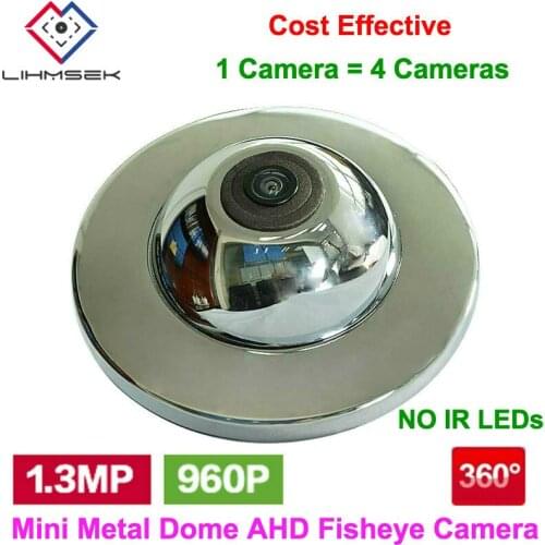 Lihmsek Metal Dome AHD Fisheye Camera 360 Degree Panoramic Mini AHD Camera 1.3 Megapixel 960P For Indoor Use