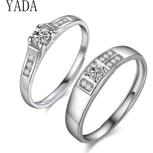 YADA new Romantic Love Zircon Silver color Rings for Men&women Lovers Couples Ring Engagement Wedding Band Jewelry Ring RG200039