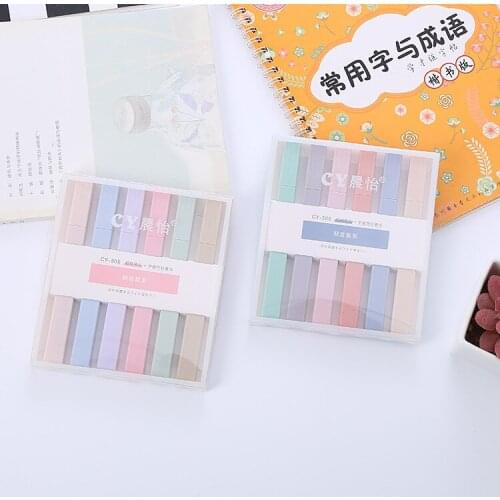 6pcs Oblique Tip Highlighter Eye-protecting Color Marker Pen Soft Tip Marker Pen Student Oblique Tip Highlighter Pen Set