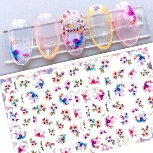50pcs Spring Summer Colorful Flower Plant Design Nail Art Adhesive Sticker Decal for Nail Art Decoration