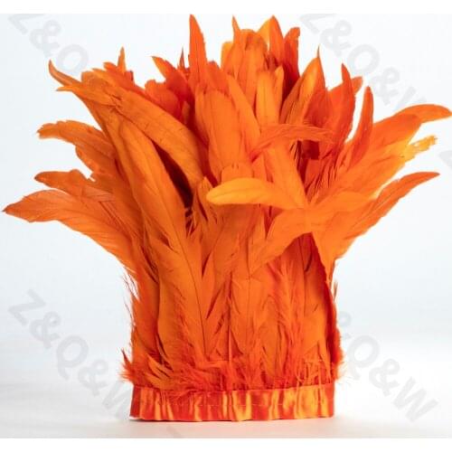 Natural 8-14 inch rooster tail dyed orange to make 2m cloth edge DIY Latin shopping festival costume skirt decoration