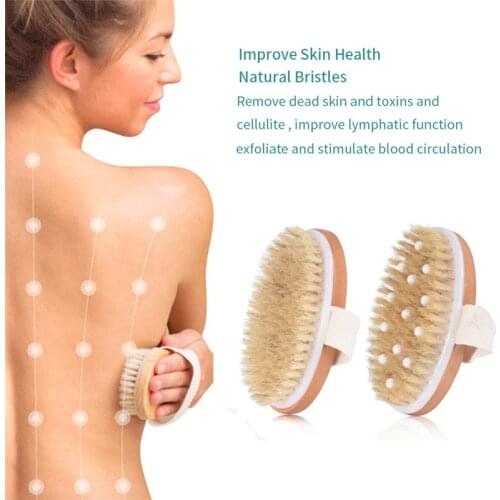 Natural Bristle Bath Brush Exfoliating Wooden Body Massage Shower Brush SPA Woman Man Skin Care Dry Body Brush