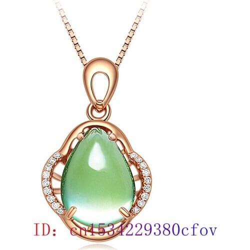 Jade Water drop Pendant Amulet Charm Women Agate Natural Gemstone Chalcedony Chinese Jewelry 925 Silver Necklace Gifts Fashion