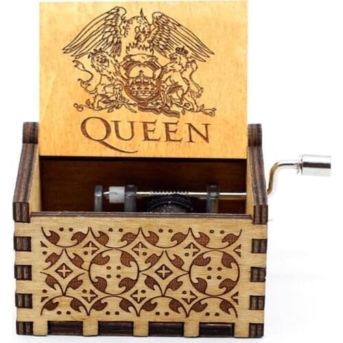 2020 New Wooden Hand-cranked Queen Music Box Halloween Happy Beast and Beauty Love Mother Theme Music Box Christmas Gift