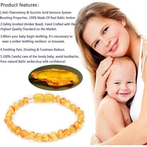 Baltic Amber Necklace Natural amber Gift Fashion Bracelet Lightweight Casual Elegant New for Baby Kids