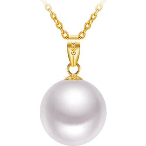 Sinya 18k gold Classical Round Pearl pendant necklace with 7.5-10mm natural pearls Au750 gold chain length 40+5cm for women