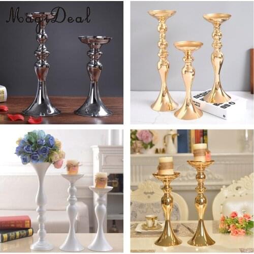 MagiDeal Metal Long Stand Tea Light Candle Holder Candlestick Flower Vase for Weddings Holidays Birthdays Props