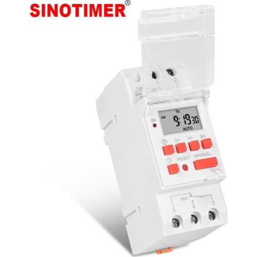 SINOTIMER 30A Load 220V 230V AC Programmable Weekly Digital TIMER SWITCH Relay Control Time 7 Days Auto ON OFF Din Rail Mounted