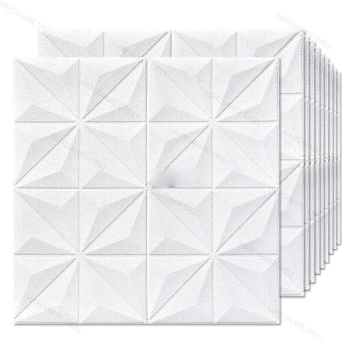 10PC 3D PVC Simple Home Decorative Wall Stickers Diamond-shaped Wallpaper Antique Effect Self-adhesive Bathroom Kitchen Stickers