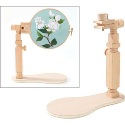Adjustable Embroidery Stitch Holder Hoop Stand Desktop Cross Stitch Holder Wooden Frame Rack Assistant Beech Wooden