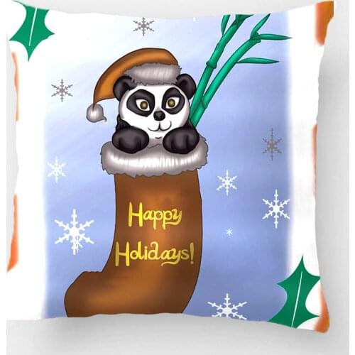 Christmas Panda Wedding Decorative Cushion Cover Pillow Case Customize Gift High-Quality By Lvsure For Car Sofa Seat Pillowcase