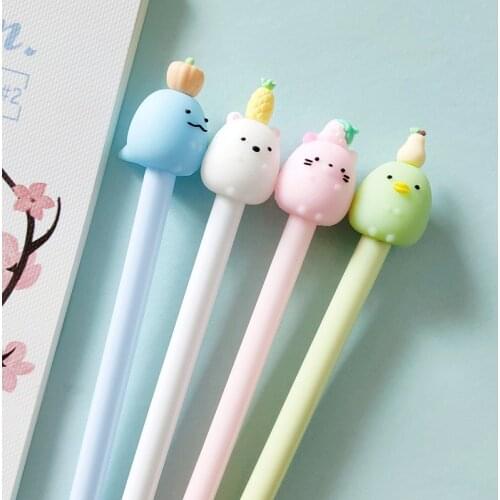 4 pcslot Korean Kawaii Sumikko Gurashi Anime Gel Ink Pens Cute Pen for School Stationery Office Wriring Art Supplies Accessories