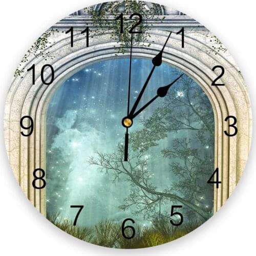 Garden Dream Gate House Wall Clocks Home Decoration Silent Round Wall Watches for Home Living Room Kitchen Wall Decor