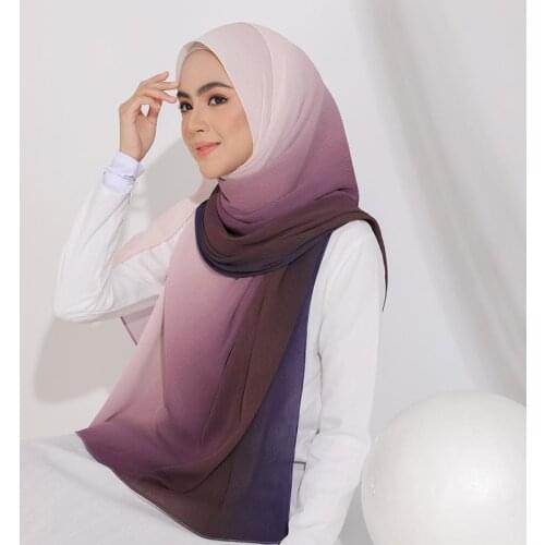 New Premium Crinkle Tie-Dye Printed Hijab Scarf Bubble Chiffon Shawl Gradient Color Headband Muslim Wrap Female Foulard