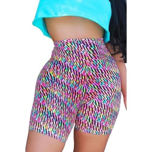 Sports Leopard Shorts Women Lace-up High Waist Printed Casual Tights Leaves Multi Streetwear Summer Elastic Biker Shorts